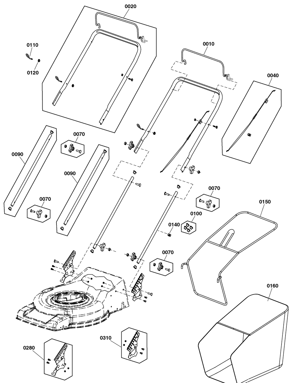 Handles And Controls Group Diagram and Parts List for 2691993-00-550E  Briggs and Stratton Lawn Mower